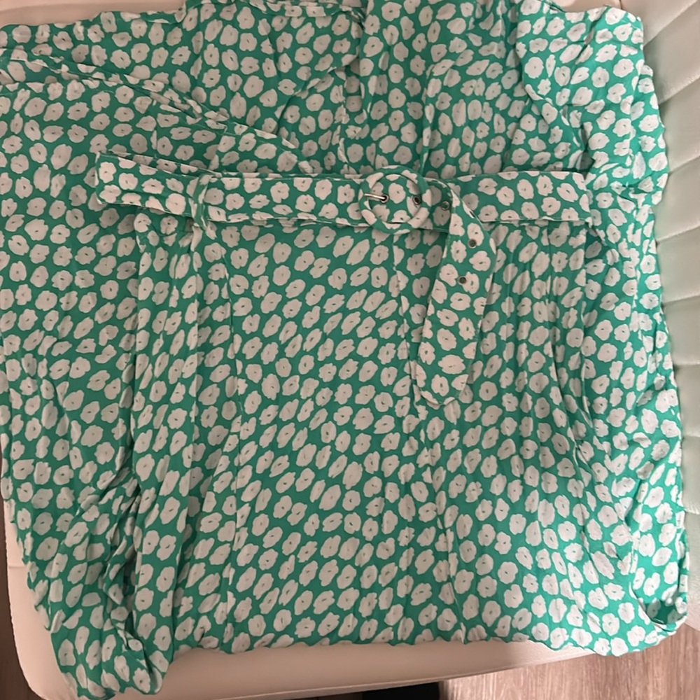 Valensole Green Floral Print Belted Midi Skirt, US 6 - Picture 6 of 7